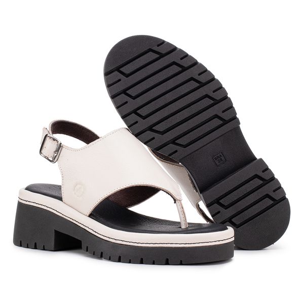 Sandália Plataforma Couro Legítimo Off White Essência