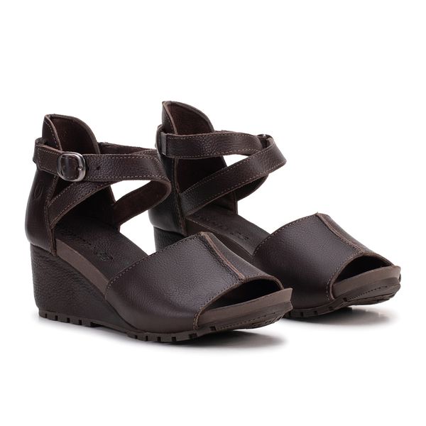 Sandália FLORA em Couro Legítimo - Monocromática, Elegante e Confortável Preto