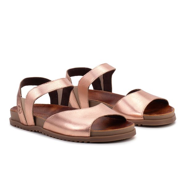 Sandália Birken Rania: Sofisticação e Conforto em Couro Metalizado Rose