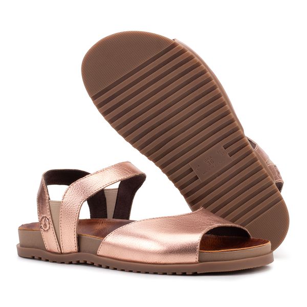 Sandália Birken Rania: Sofisticação e Conforto em Couro Metalizado Rose