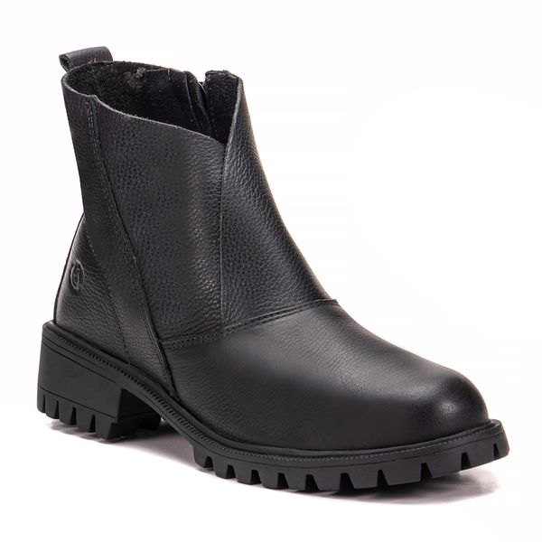 Bota Roses Em Couro Graxo Preto Com Sola De Borracha Preta