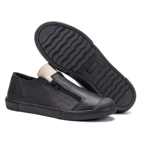 Tenis Em Couro Plume Preto/Off White