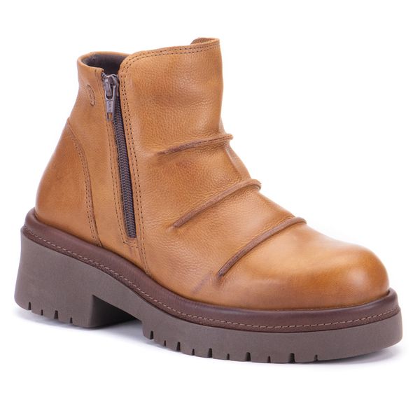 Bota Tatun Conhaque com Zíper Café e Sola Alta Café