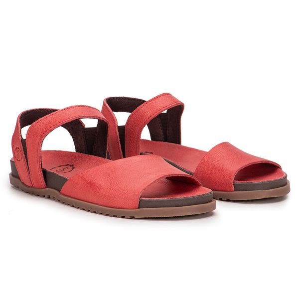 Sandália Birkem Rania em Couro Vermelho: Conforto e Estilo em Harmonia