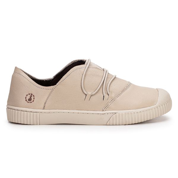 Tênis Diana em Couro Off White com Elástico e Sola Off White