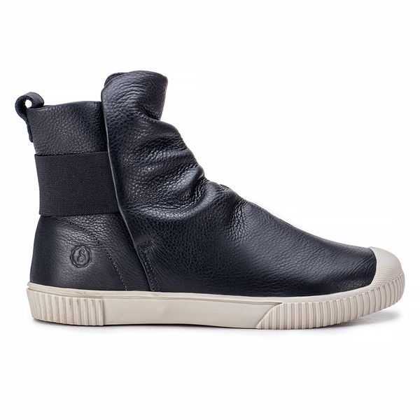 Tênis Cano Medio Em Couro Preto: Conforto nas Alturas com Elastico Traseiro e Sola Off White