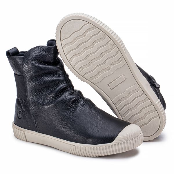 Tênis Cano Medio Em Couro Preto: Conforto nas Alturas com Elastico Traseiro e Sola Off White