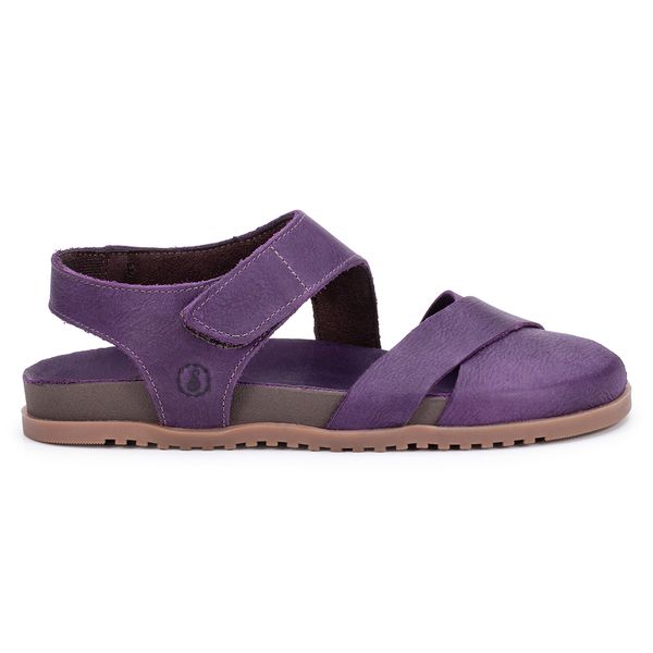 Sandália Birken Astrid com Velcro Traseiro e Frente Trançada – Couro Açaí