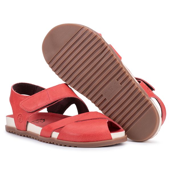 Sandália Birken Astrid com Velcro Traseiro e Frente Trançada – Couro Tomate