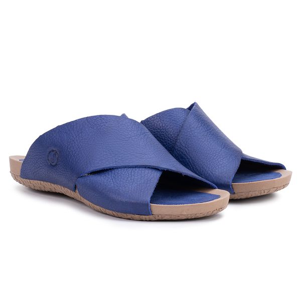 Birken Catherine em Couro Azul Royal com Palmilha Comfort Anatômica e Sola Comfort Redonda