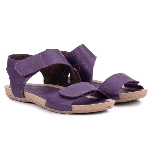 Birken Louise em Couro Açaí com Velcro Traseiro e Frontal, Palmilha Comfort Anatômica e Sola Redonda