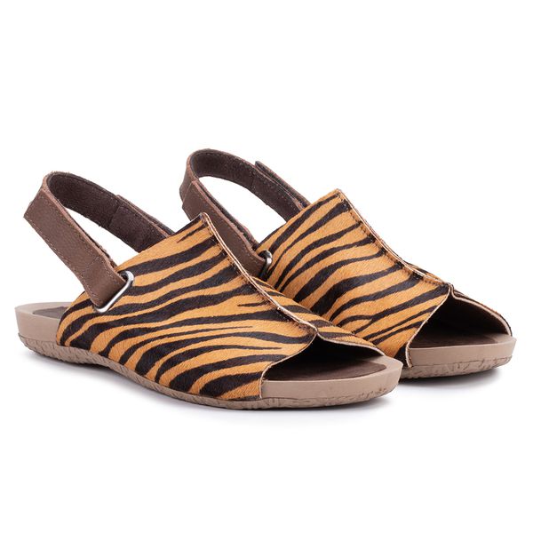 Birken Tigris Elegance em Pele de Tigre com Velcro Traseiro e Fivela, Palmilha Comfort Anatômica e Sola Redonda