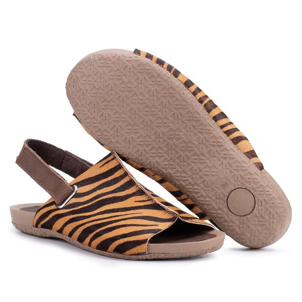 Birken Tigris Elegance em Pele de Tigre com Velcro Traseiro e Fivela, Palmilha Comfort Anatômica e Sola Redonda