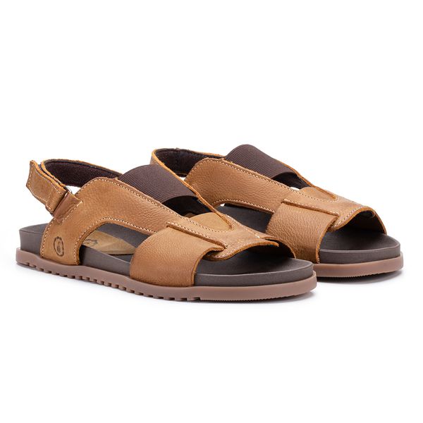 Sandália Birken Sabá – Elegância em Couro Conhaque com Ajuste Perfeito e Conforto Exclusivo