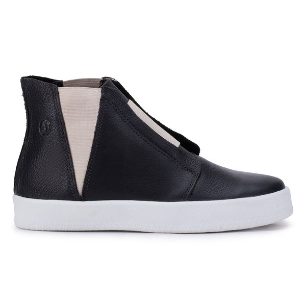 Tênis Amália Preto Com Off: Estilo Cano Alto com Toque Moderno