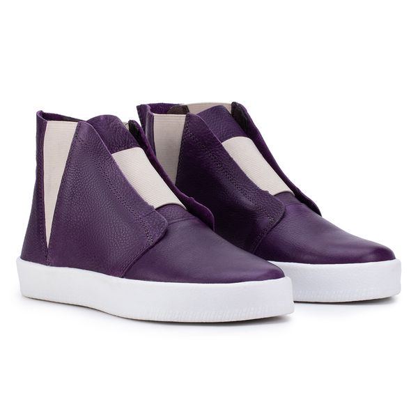 Tênis Amália: Cano Alto em Violeta com Elegância Contemporânea