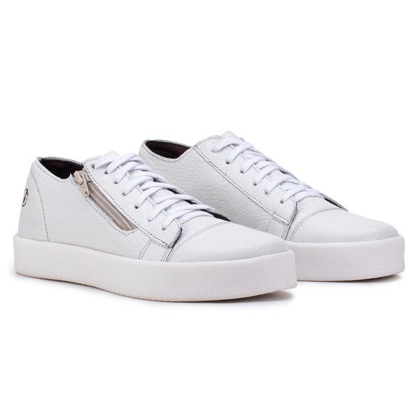 Tênis Esmeralda em Couro Legítimo Off White