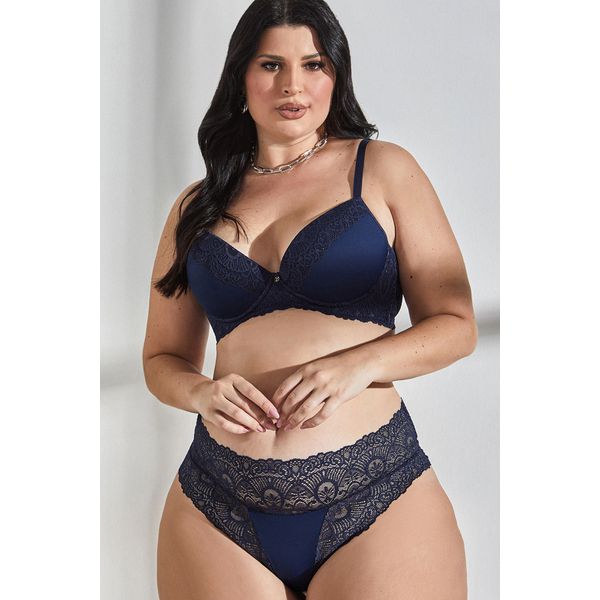 CONJUNTO PLUS SIZE EM RENDA COM BOJO - SIDERAL