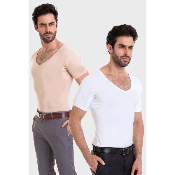 KIT 5 CAMISETAS MASCULINA BRANCO - Anti Suor Skin Shirt Clássica 