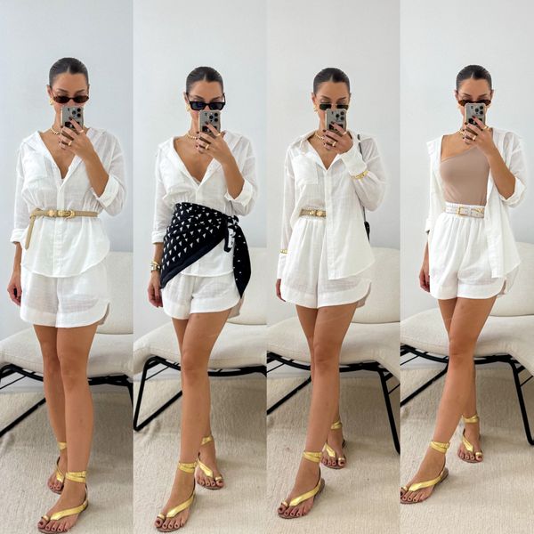 Conjunto Shorts+Camisa Branco