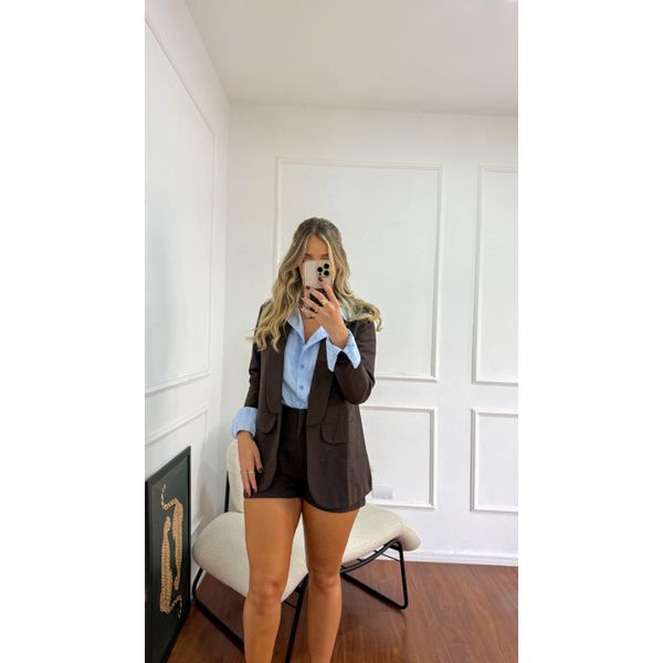 Shorts Linho Marrom 