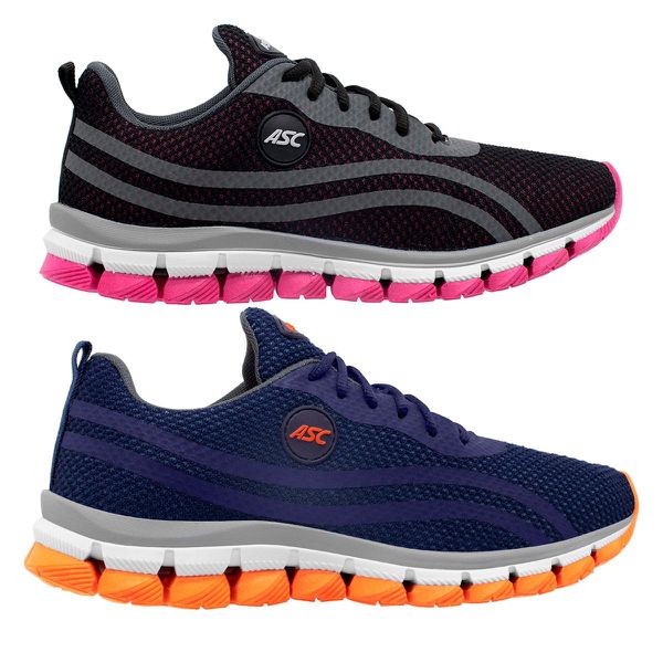 Combo 2 Pares Tênis Ascension Lege 21 - Marinho e Laranja/ Preto, Cinza e Rosa