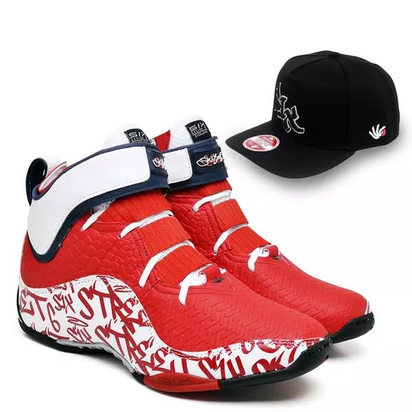 Tênis Six Street Impact - Vermelho com Branco Tamanho Especial + Boné