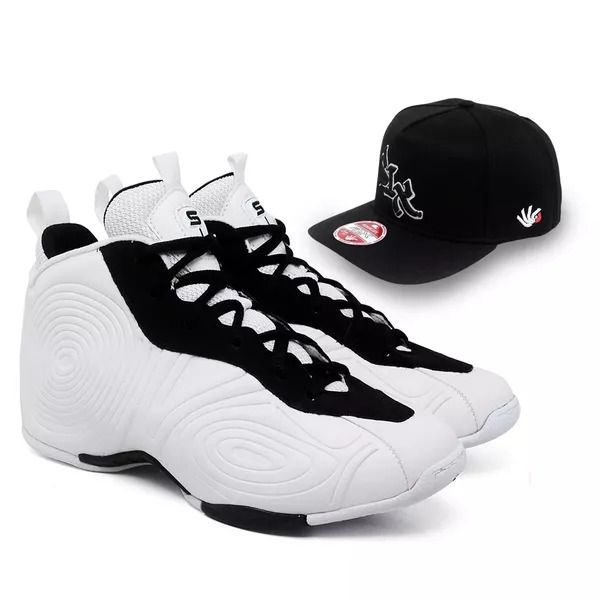 Tênis Six Street Vision - Branco com Preto Tamanho Especial + Boné