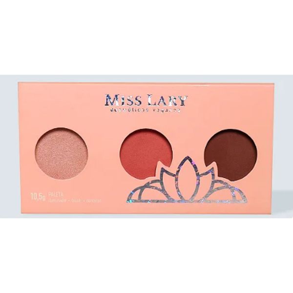 ROSTO PALETA TRIO ILUMINADOR + BLUSH + CONTORNO - Miss Lary