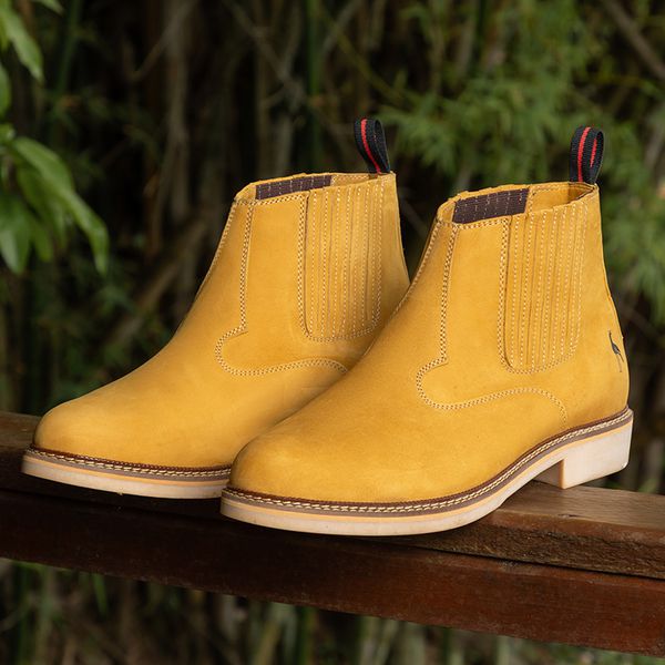 Botina Chelsea Desert Solagro Masculina em Couro Mostarda