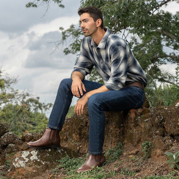 Botina Chelsea Montana Solagro Masculina em Couro Marrom