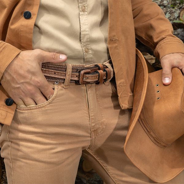 Cinto em Couro Americano Solagro Castanho