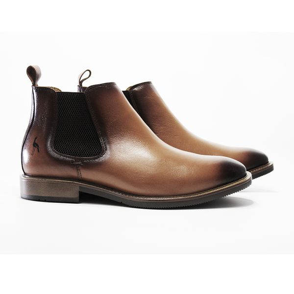 Botina Chelsea Oxford Solagro Masculina em Couro Castanho 