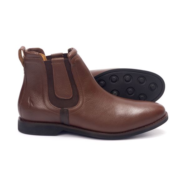 Botina Chelsea Montana Solagro Masculina em Couro Marrom