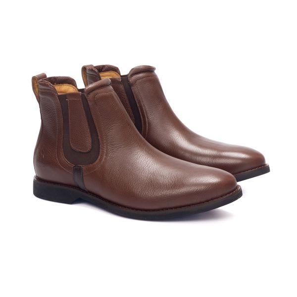 Botina Chelsea Montana Solagro Masculina em Couro Marrom