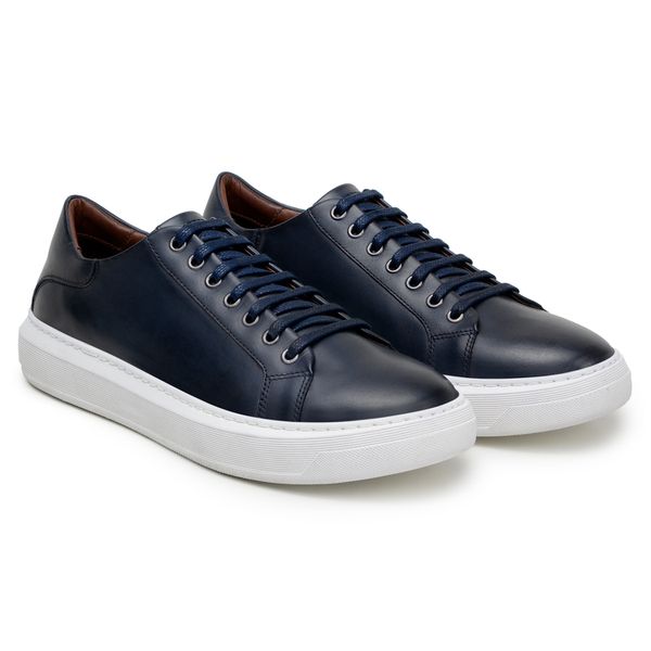 Tênis Casual Comfort Stepper Couro Chicago Marinho