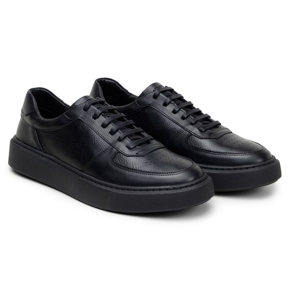 Tênis Casual Comfort Stepper Boston Couro Preto 