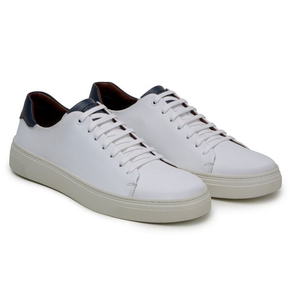 Tênis Casual Comfort Stepper Austin Couro Whisky Branco