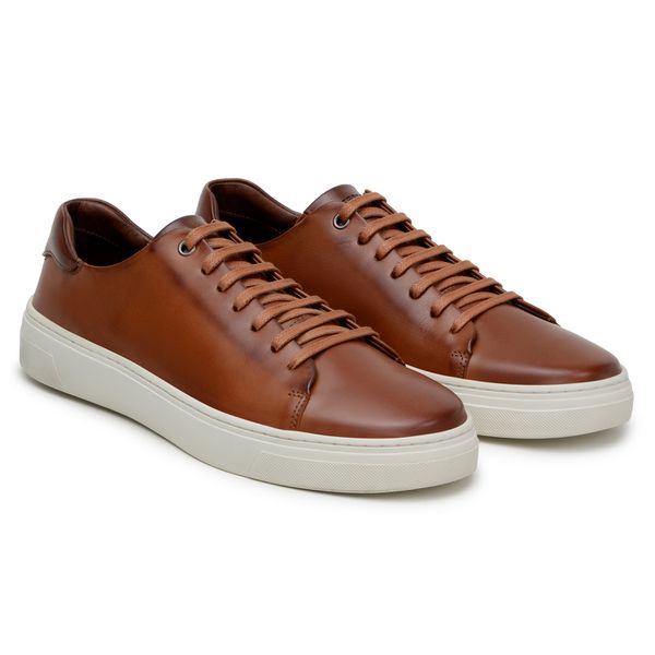 Tênis Casual Comfort Stepper Austin Couro Whisky
