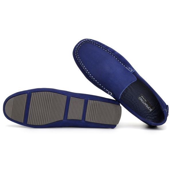Mocassim Masculino Drive Couro Nobuck Azul SOPRAFFINO