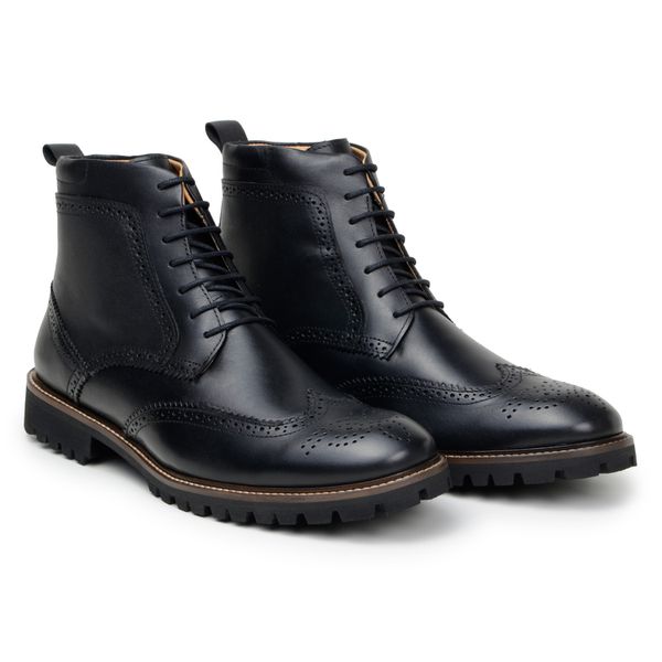 Bota Brogue Ravena Couro Preto 