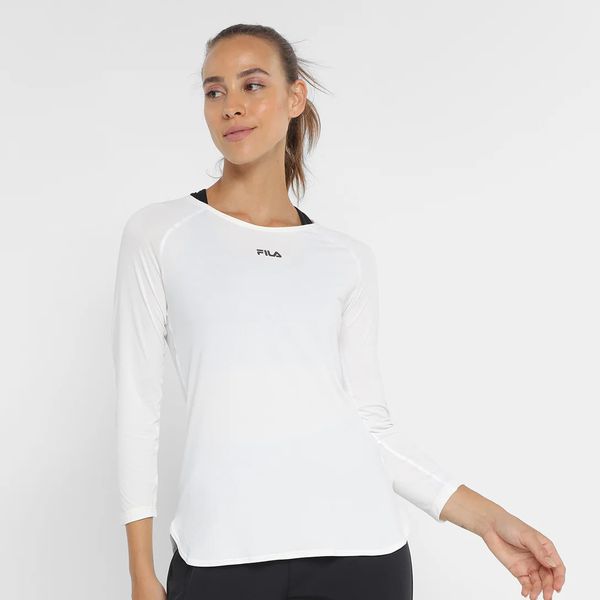 Camiseta Fila Bio II Manga Longa Feminina - Off Wh... - SOU ESPORTES