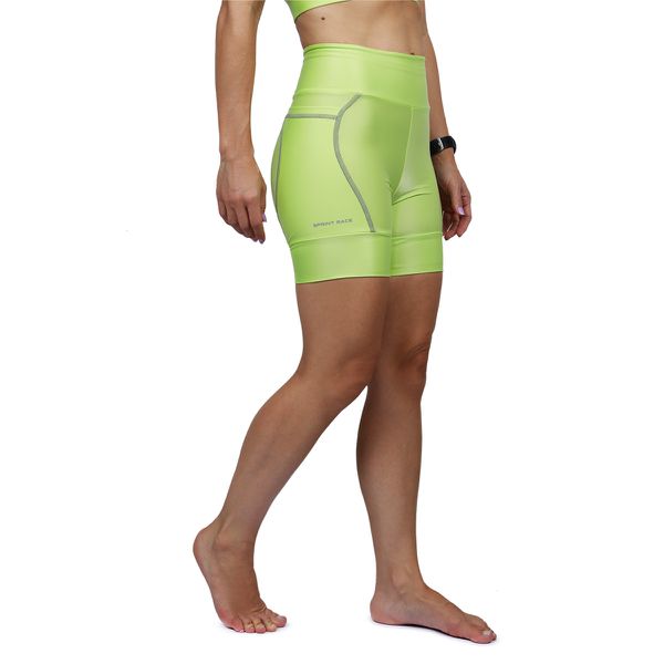 Short de Corrida Feminino Compressão Sprint Race Verde Com Bolso