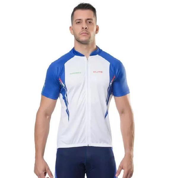 Camisa Manga Curta Elite Bike Experience Branco/azul 