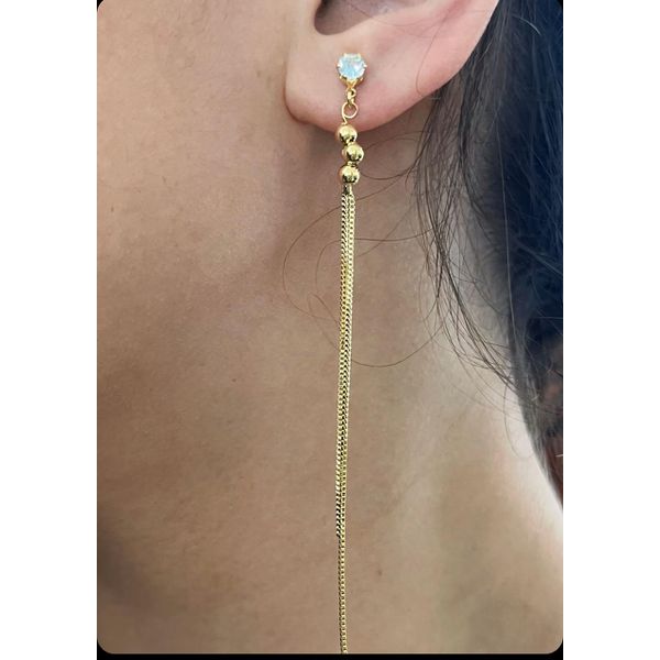 Brinco Comprido Zirconia bolinha