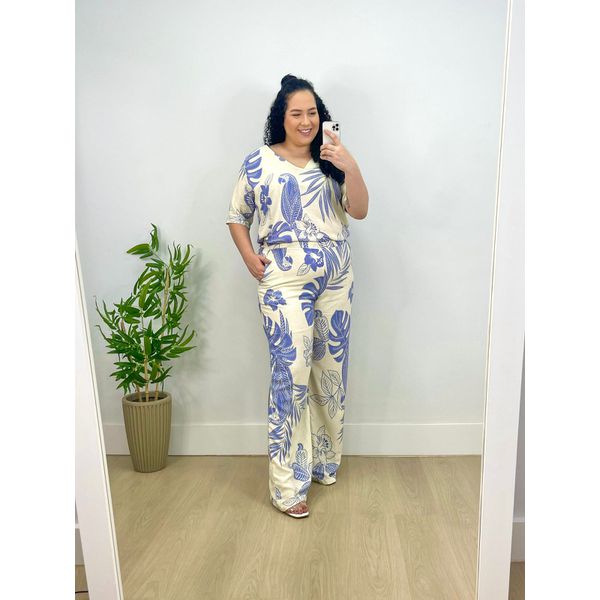Conjunto Fernanda Plus Estampado Azul 