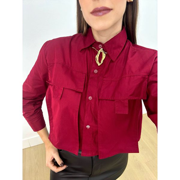Camisa Cropped Bruna Cherry Red