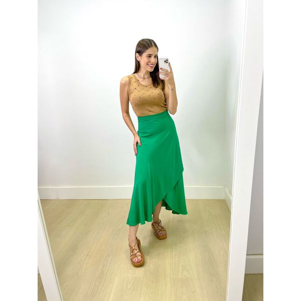 Saia Midi Envelope Verde Bandeira