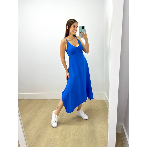 Vestido Midi Ster Liso Azul