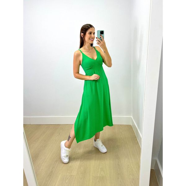Vestido Midi Ster Liso Verde